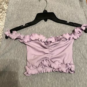 Tiger Mist Ruched Off Shoulder Crop Top XS